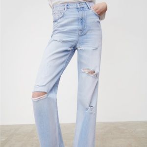 Zara 90s Distressed Wide Leg Jeans